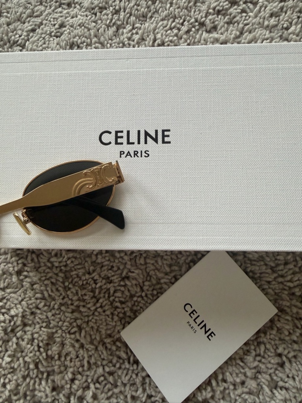 Celine Gold Frame Black Lens Oval Sunglasses - Picture 5 of 7